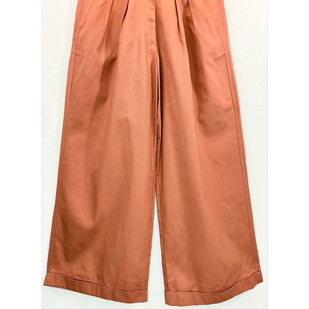Anthropologie Tiny Ulysses Wide Leg Pants Rust Cotton Poplin High Rise NWT Sz L - Picture 6 of 13